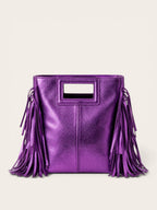 Bolso Flecos Piel Metalizado Morado