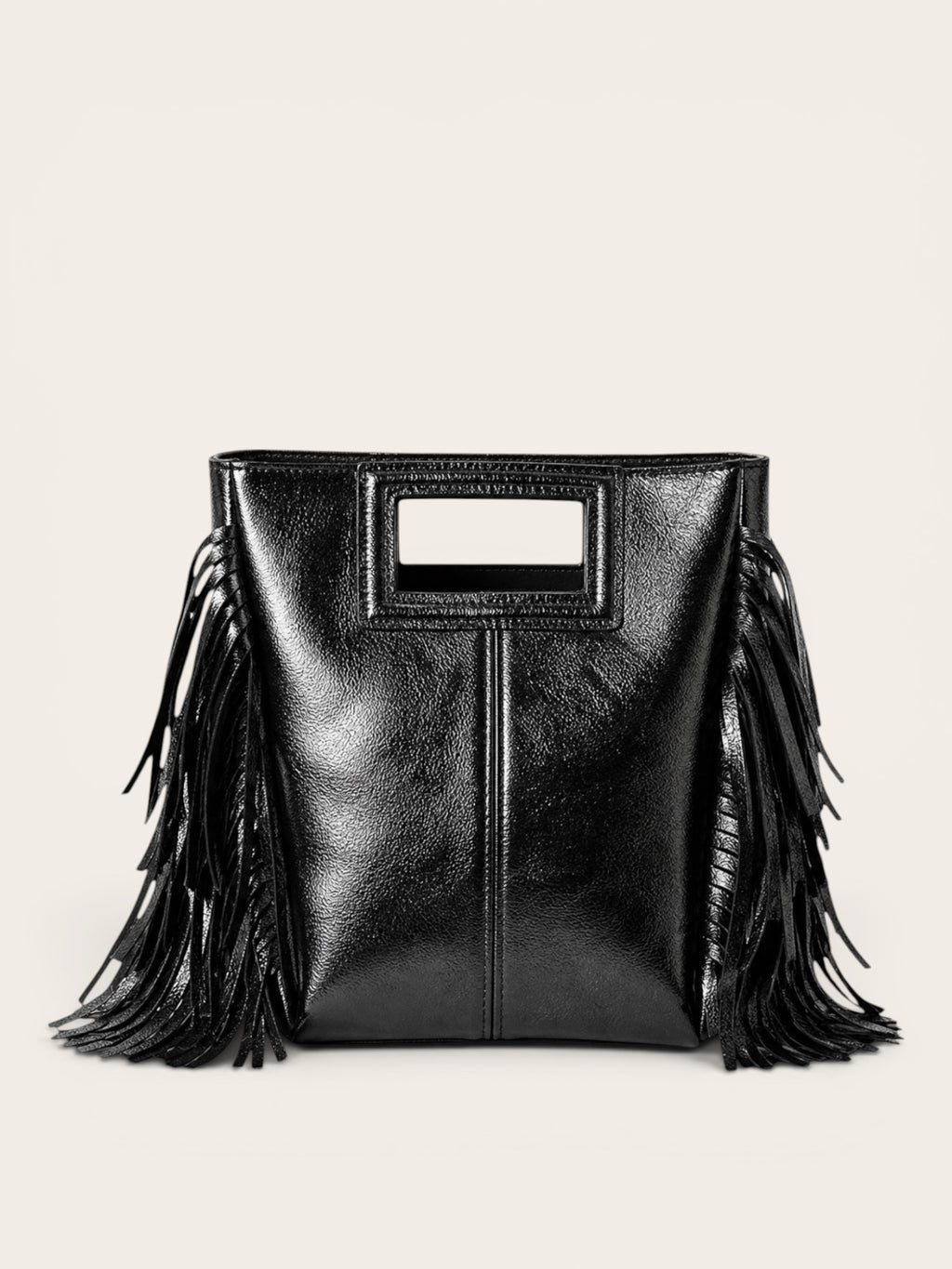 Bolso Flecos Piel Metalizado Black