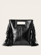 Bolso Flecos Piel Metalizado Black