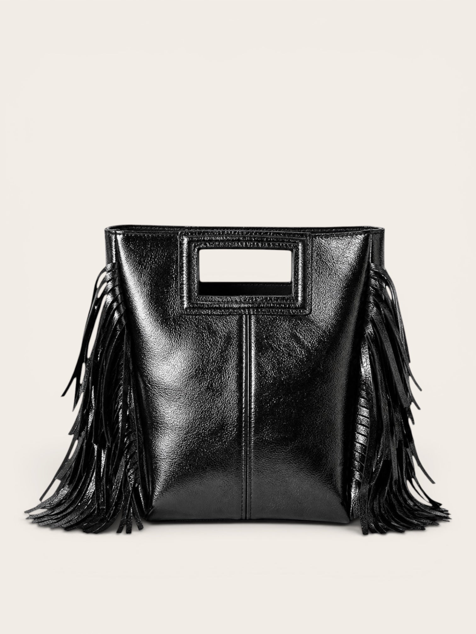 Bolso Flecos Piel Metalizado Black