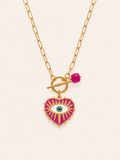 Collar Corazón Ojo Turco FUCSIA