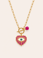 Collar Corazón Ojo Turco FUCSIA